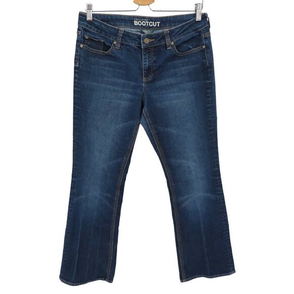 New York & Company Womens 10 Petite 10P Curvy Low Rise Bootcut Blue Denim Jeans - Picture 1 of 8